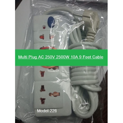 Picture of Multiplug Socket Multi Plug AC 250V 2500W 10A 9 Feet Cable Brass Contact 4 Point Socket LED Indicator Control With Single Switch Multi Usage Extension Socket
