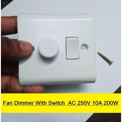 Picture of Fan Dimmer With Switch  AC 250V 10A 200W Heavy Duty Brass Contact Wall Mount Switch Box IPS Loading For Electrical Devices LED Light Dimmer Fan Regulator