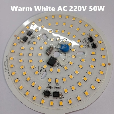 Picture of WARM WHITE Waterproof 112mm ROUND White 50W DIRECT AC 220V 50Watt LED Light Bulbs 96Pcs Warm White SMD LED Light Plate With MOV Integrated IC Driver
