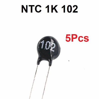 Picture of 5Pcs- NTC 1K 102 5mm Leaded Epoxy Coated Thermistor Temperature Sensor NTC 1K NTC Thermal Resistor Thermistor 102 1K Ohm 2 Pin Leads For Arduino