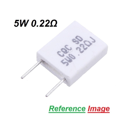 Picture of 2Pcs- Wirewound 5W 0.22 Ohm Non-Inductive Ceramic Cement Resistor 0.22 Ohm Resistor 5W Resistor Axial 2Pin Leads 5W 0.22 Ohm Resistor 5% Tolerance Wirewound Resistor