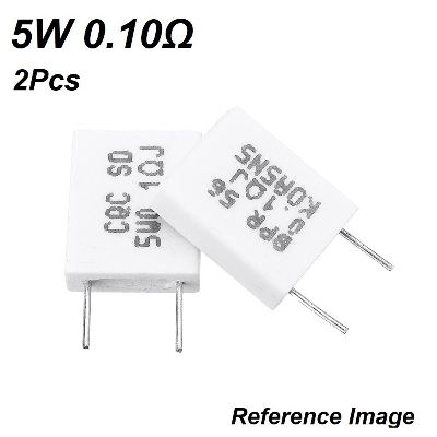 Picture of 2Pcs- Wirewound 5W 0.10 Ohm Non-Inductive Ceramic Cement Resistor 0.10 Ohm Resistor 5W Resistor Axial 2Pin Leads 5W 0.10 Ohm Resistor 5% Tolerance Wirewound Resistor