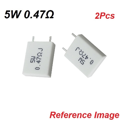 Picture of 2Pcs- Wirewound 5W 0.47 Ohm Non-Inductive Ceramic Cement Resistor 0.47 Ohm Resistor 5W Resistor Axial 2Pin Leads 5W 0.47R Ohm Resistor 5% Tolerance Wirewound Resistor
