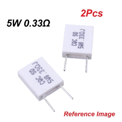 Picture of 2Pcs- Wirewound 5W 0.33 Ohm Non-Inductive Ceramic Cement Resistor 0.33 Ohm Resistor 5W Resistor Axial 2Pin Leads 5W 0.33R Ohm Resistor 5% Tolerance Wirewound Resistor