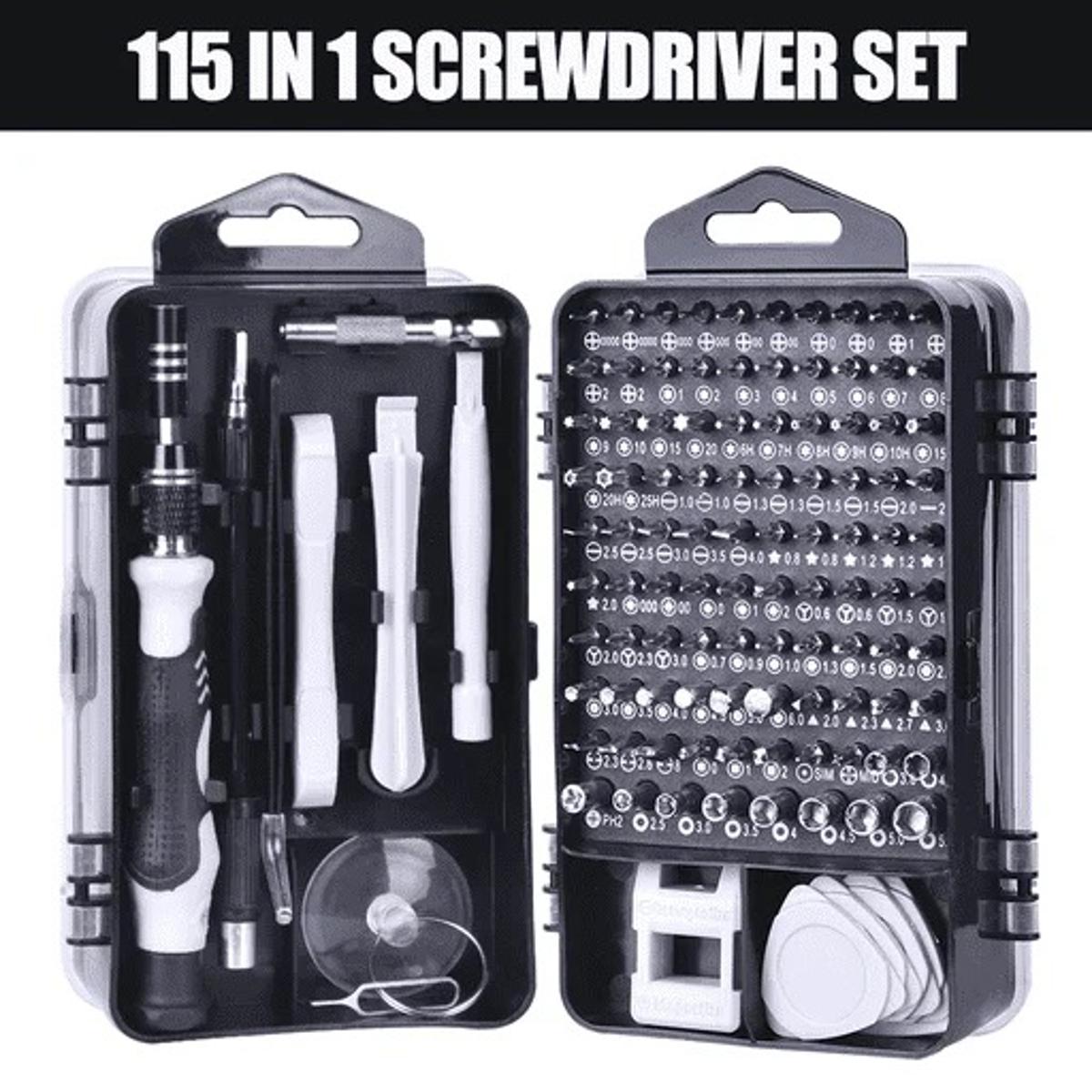 Picture of Screwdriver Set 115 In 1 Tool Kit Professional Stainless Steel Screw Driver Repair Tools Magnetic Screwdriver Set For Mobile Cellphone Laptop Computer Repair Tools Set