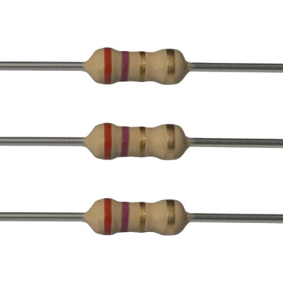 Picture of 50Pcs- 2.7 Ohm Resistor 5% 1/4W Carbon Film Resistor 2.7 Ohm Resistor 0.25 Watt 5% Tolerance Fixed Resistor 2.7 Ohm 2 Pin Leads