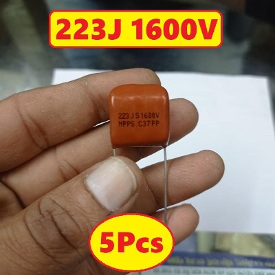 Picture of 5Pcs- 223j 1600V Capacitor Metallized 223j 1600V Polypropylene Capacitor Mylar 22nF Polyester Film Capacitor 2Pin Leads