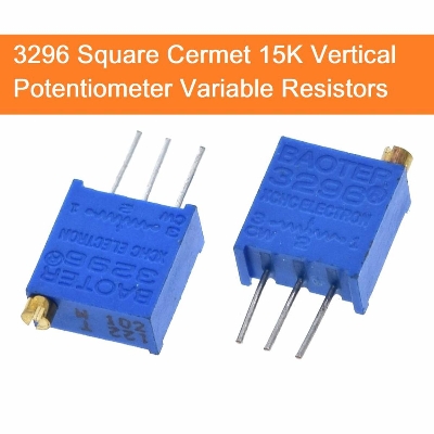 Picture of 3Pcs- 3296 15K SQUARE CERMET 15K Trimpot 1/2W Vertical Potentiometer 15K Variable Resistors 3 Pin 15K Ohm Trimpot 15K Potentiometer Switches 25 Turn 3 Pin 3296 Adjustment Trim Pot