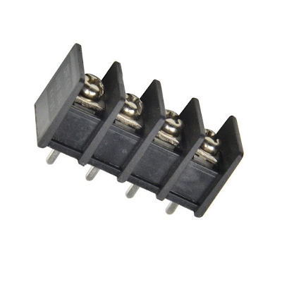 Picture of DG45 4 Pin 10mm Screw Panel Mount PCB Barrier Terminal Block Cables Connector Straight M4 Steel Nickel Plated 4 Pole Connector