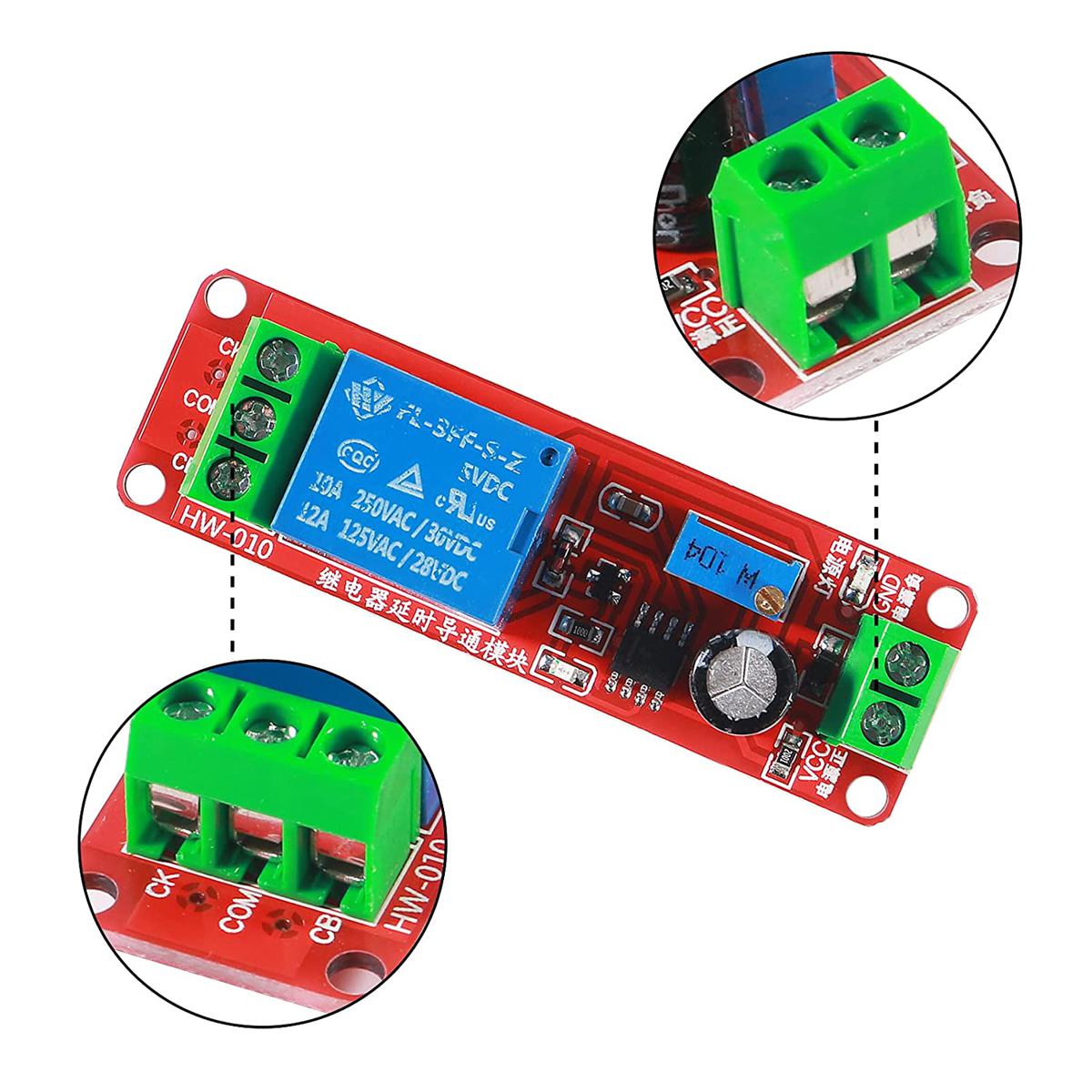 Picture of CHINESE 12V Delay Timer Module HW-010  Delay Timer 0-10 Sec Delay Timer Switch Adjustable Module NE555 Time Delay Relay Switch DC 12V Delay Relay Module 0-10Sec