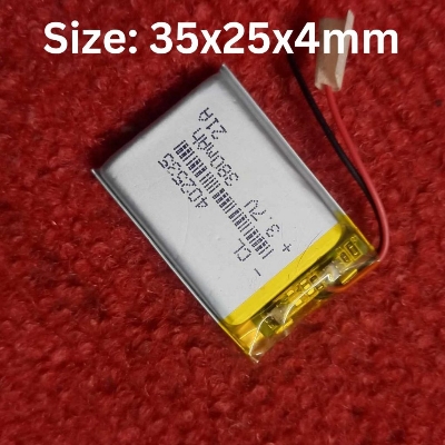 Picture of 380mAh BLUETOOTH Headphone Battery 3.7V Rechargeable Battery 380mAh Batteries Size 35x25x4mm 3.7V Lithium Battery 3.7V Battery Lipo Battery 380mAh Battery