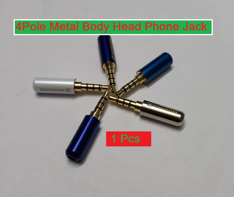Picture of 4 Pole METAL BODY Headphone Jack 4 Pole Audio Jack 4 Pole Jack 4 Pole Headphone Repair Jack Plug Male 3.5mm 4 Pin Stereo Audio 4 Pole Headphone Jack Cables Connectors