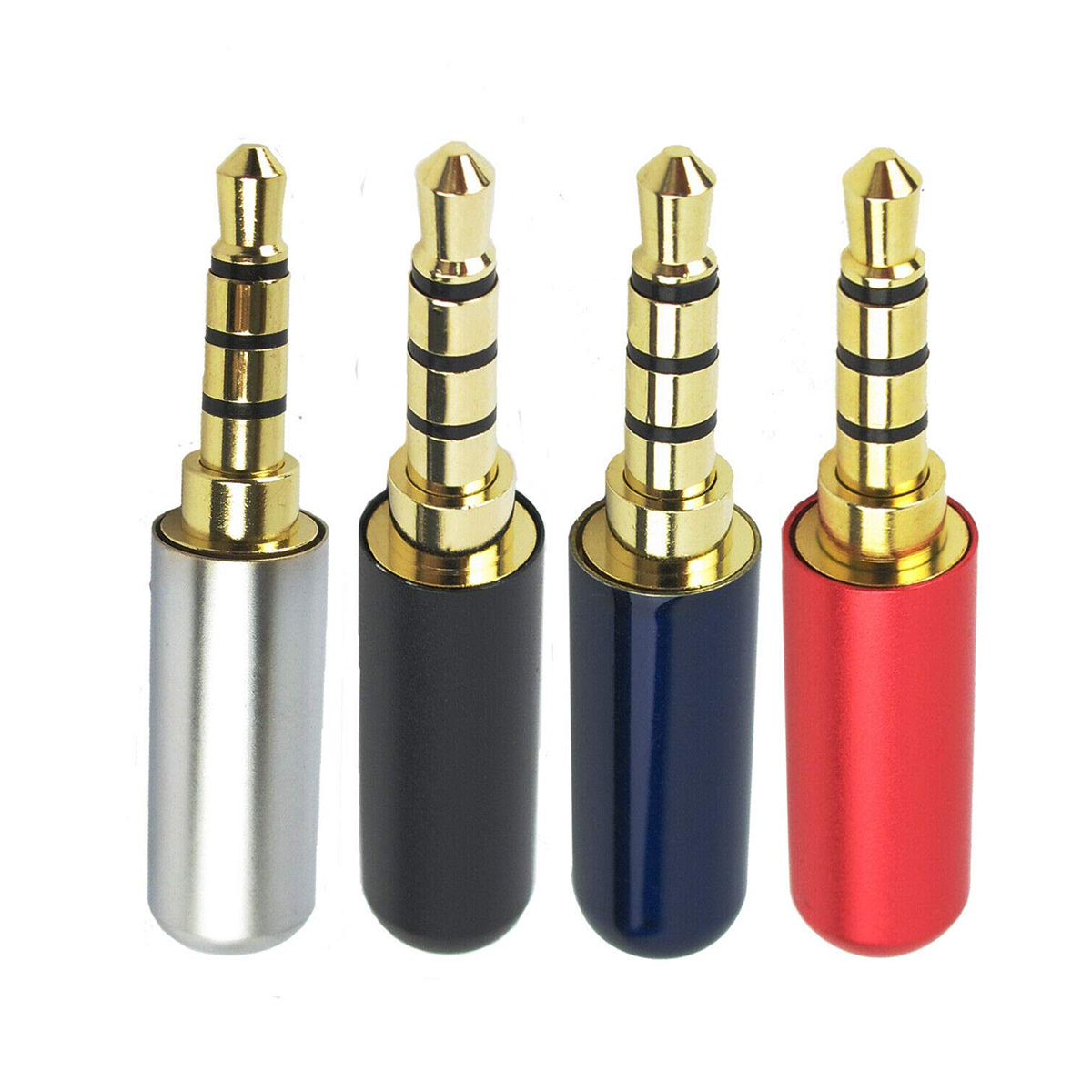 Picture of 4 Pole METAL BODY Headphone Jack 4 Pole Audio Jack 4 Pole Jack 4 Pole Headphone Repair Jack Plug Male 3.5mm 4 Pin Stereo Audio 4 Pole Headphone Jack Cables Connectors
