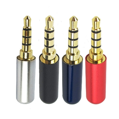 Picture of 4 Pole METAL BODY Headphone Jack 4 Pole Audio Jack 4 Pole Jack 4 Pole Headphone Repair Jack Plug Male 3.5mm 4 Pin Stereo Audio 4 Pole Headphone Jack Cables Connectors