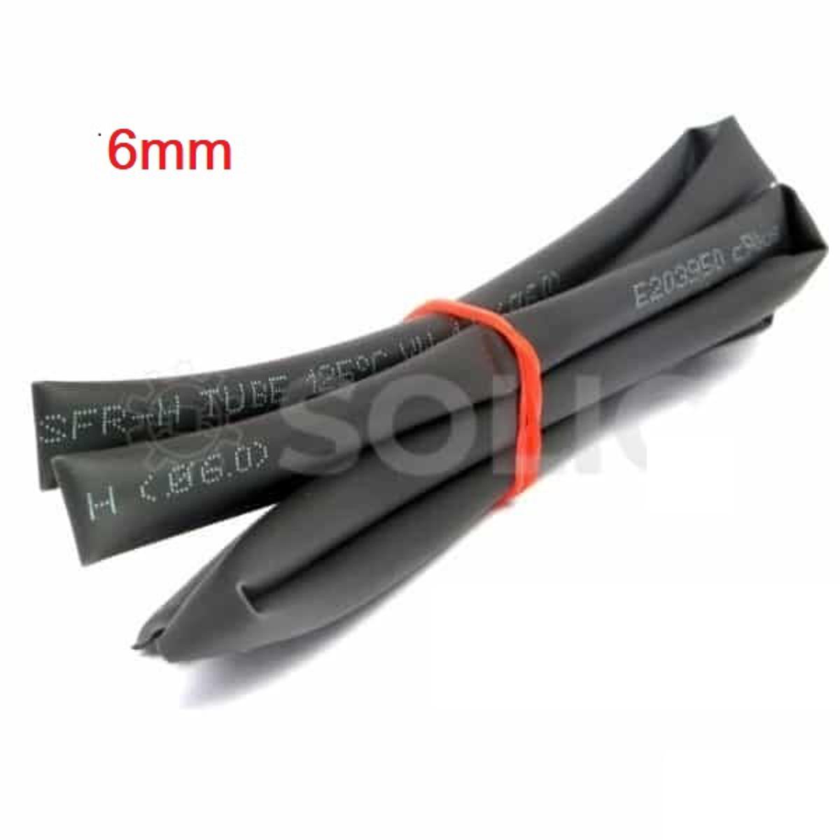 Picture of 3 FEET- 6mm BLACK Heat Shrink Tube 6mm Heatshrink Tubing Shrinkable Wrap Wire Cables Sleeve Set Heat Shrink Φ6mm Wire DIY Cables Connector Repair