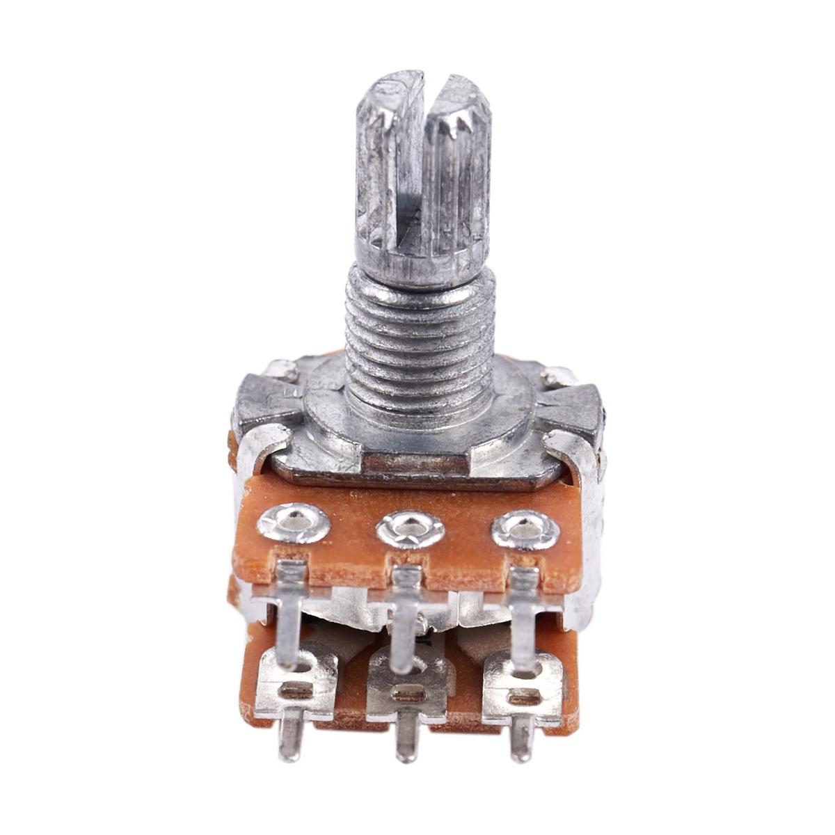 Picture of 2Pcs- 6 Pin 20K Potentiometer DOUBLE GANG Panel Mount 20K Volume 1/2 Watt 6 Pin Dual Linear 6 Terminals 20K Resistor Rotary Taper Potentiometer 20K Variable Resistor 20K Pot Switches