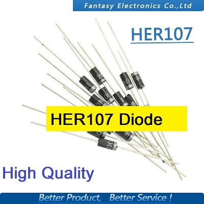 Picture of 10Pcs- HER107 Diode 800V 1A Rectifier Diode HER107 2 Pin Leads Diode DO-41 Package