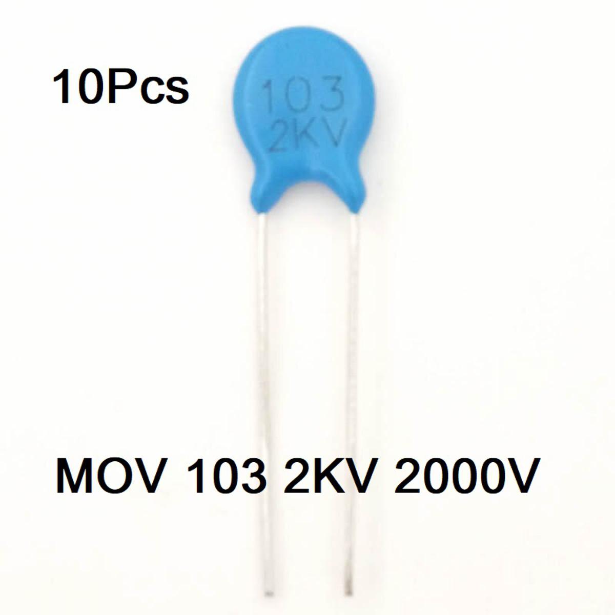 Picture of 10Pcs- MOV 103 2KV 2000V Metal Oxide Varistor 10000pF 10nF ZOV Metal Oxide Veristor 2KV 2 Pin Leads