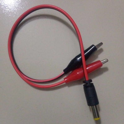 Picture of Male Jack To Dual 29mm Alligator Clip With Cable 2 Pin Connector 2.1mm Male DC Power Jack