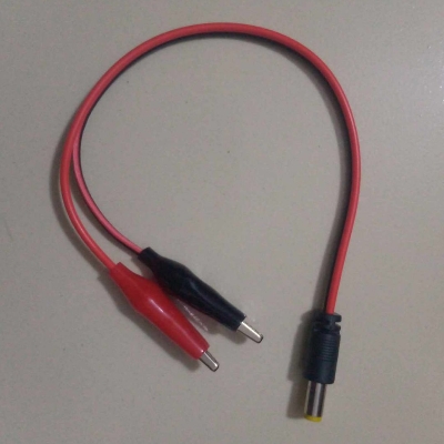 Picture of Male Jack To Dual 29mm Alligator Clip With Cable 2 Pin Connector 2.1mm Male DC Power Jack