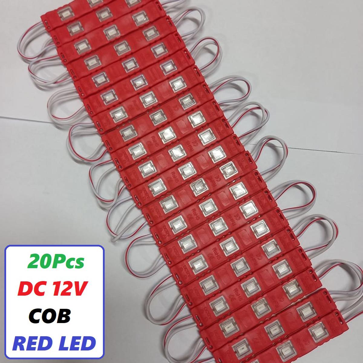 Picture of 20Pcs- RED Color DC 12V COB Red LED Light 12V COB LED Light 3 Watt COB LED Chip 3W LED Light With Cables COB Light Bulbs For Decoration Office DIY