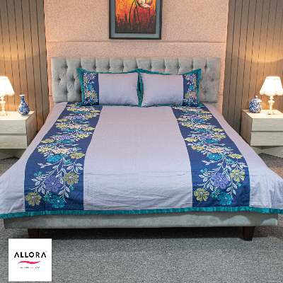 Allora Embroidery Bed Sheet Ash Floral Elegance ALLORA BDonline shop bangladeshothoba.com