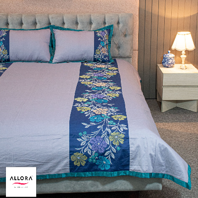 Allora Embroidery Bed Sheet Ash Floral Elegance ALLORA BDonline shop bangladeshothoba.com