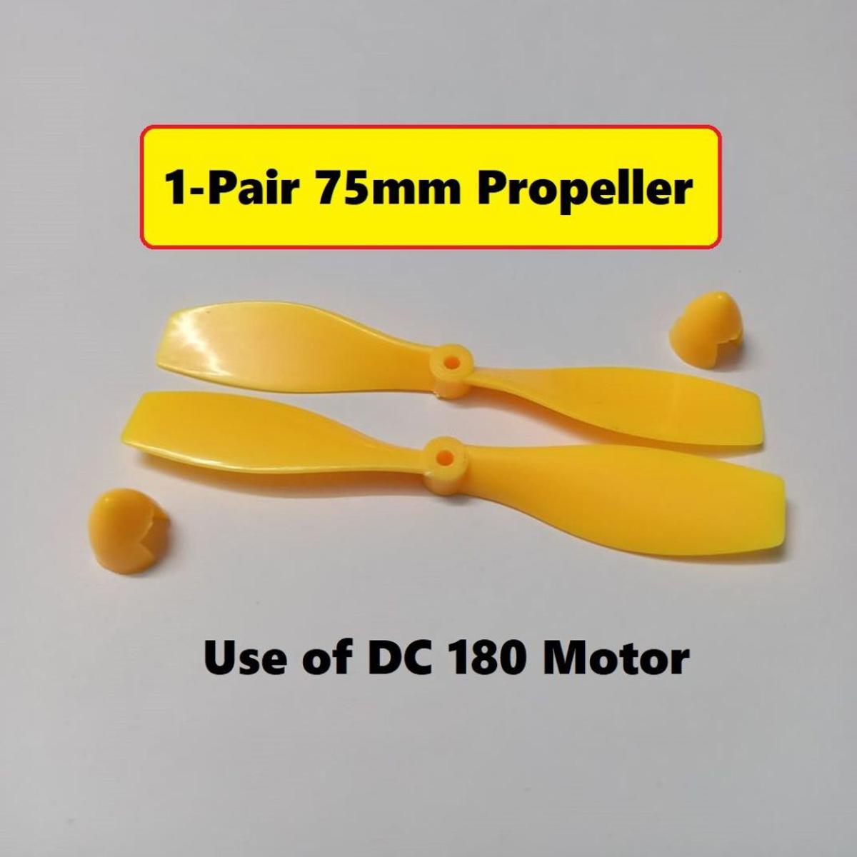 Picture of 1Pair- YELLOW 75mm FAN Bl-ade Fan For 180 Motor 75mm 3 Inch Fan 2mm Shaft Hole Mini Fans