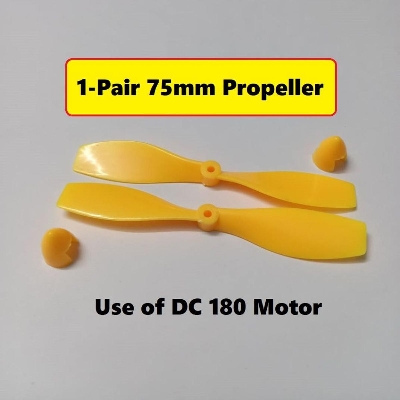 Picture of 1Pair- YELLOW 75mm FAN Bl-ade Fan For 180 Motor 75mm 3 Inch Fan 2mm Shaft Hole Mini Fans