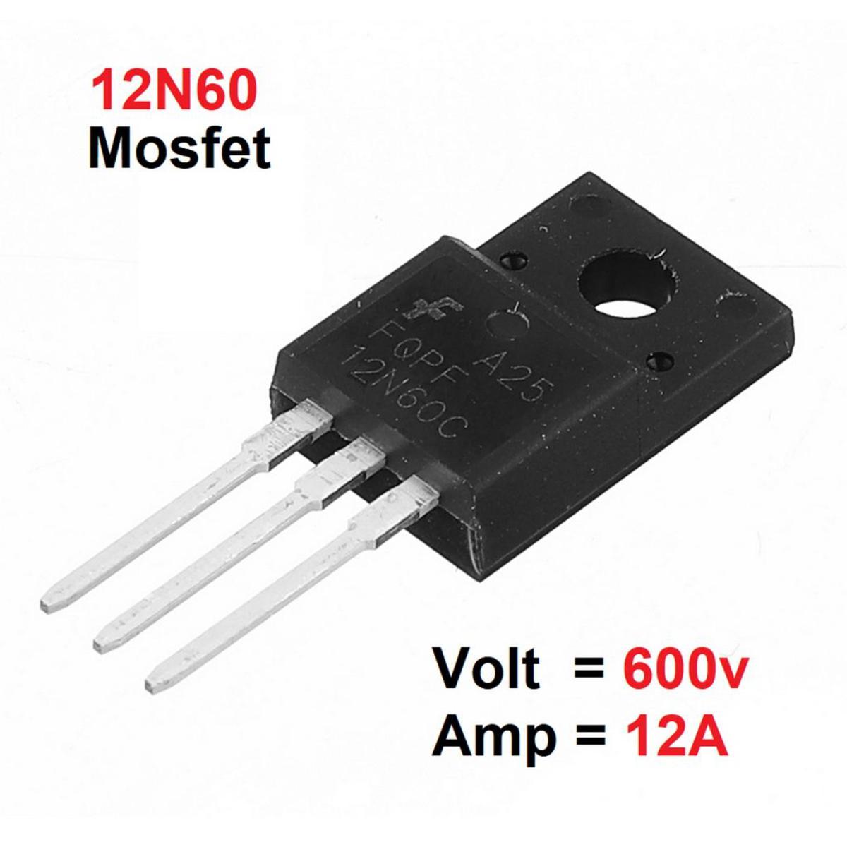 Picture of FQPF12N60C FQPF12N60 IC F12NK60Z PTA12N60 12N60C MOSFET 12N60 600V 12A MOSFET IC TO-220 Package 3 Pin Leads FQPF12N60 MOSFET Transistor