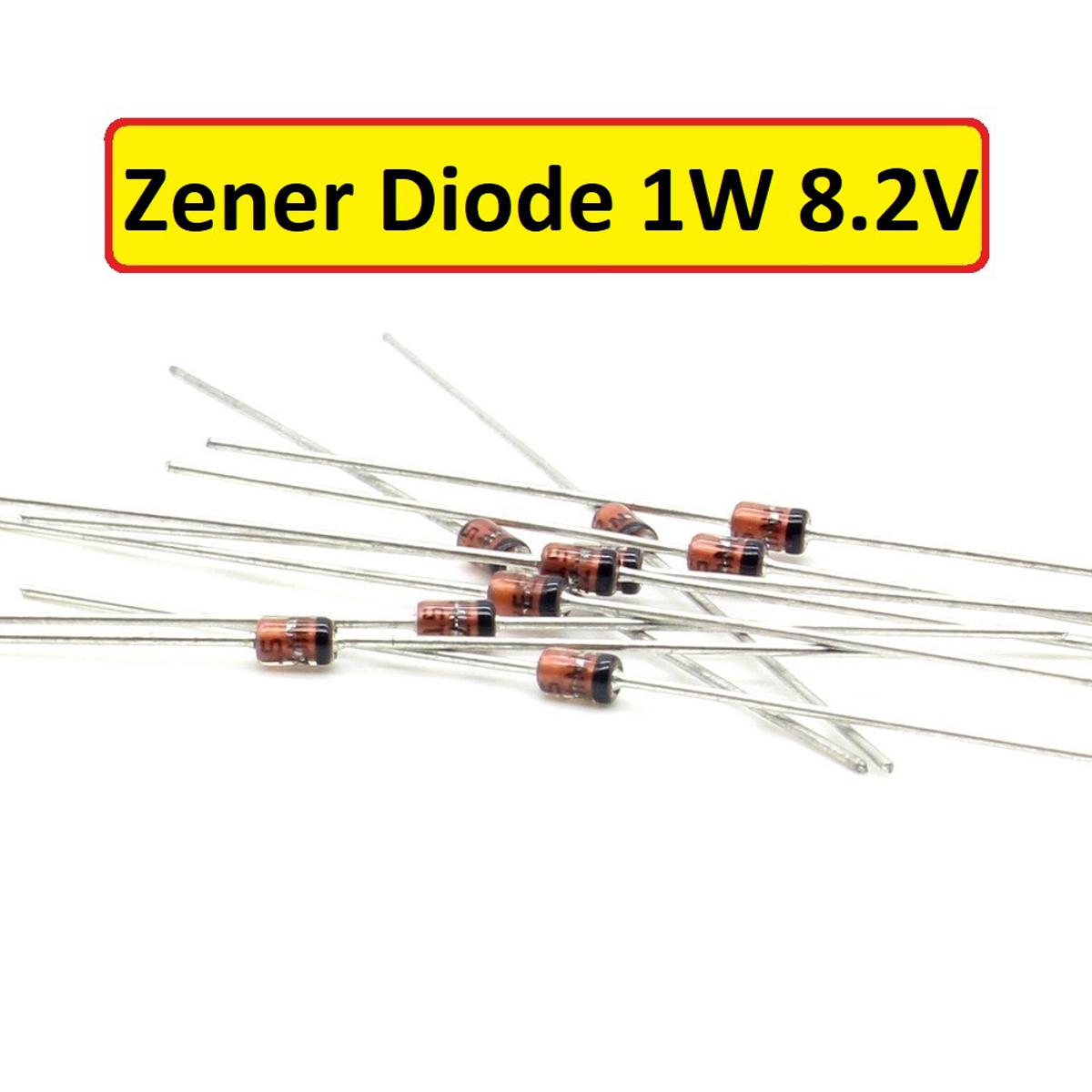 Picture of 10Pcs- 1Watt 8.2V Zener Diode 8.2V Zener Diode 1W 1N4738 8.2V Zener Diode DO-41 Package 2 Pin Leads 