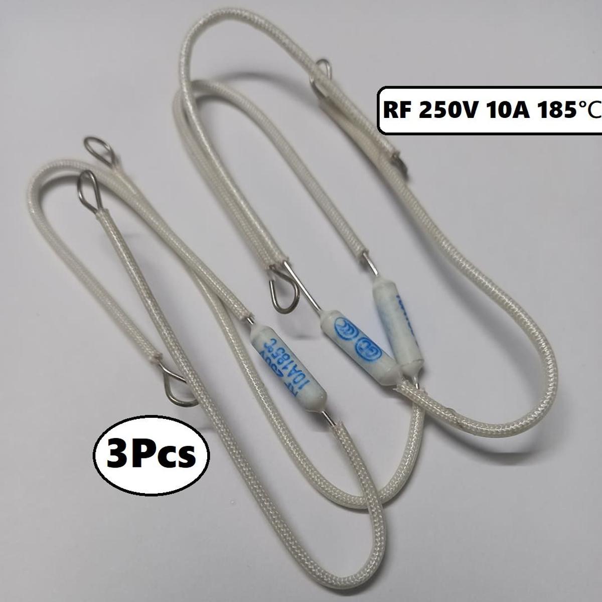 Picture of 3Pcs- Thermal Fuse 10A 250V FUSE RF250V Ceramic Fuse 10Amp 185 Degree Celsius 240mm With Cables 10A Cutoff Protector 250V Fuse 10A For Rice Cooker