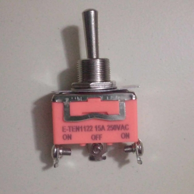 Picture of 3Pin Momentary ON-OFF-ON TOGGLE Switch 3 Terminal 15mm Long Head AC 250V 15A