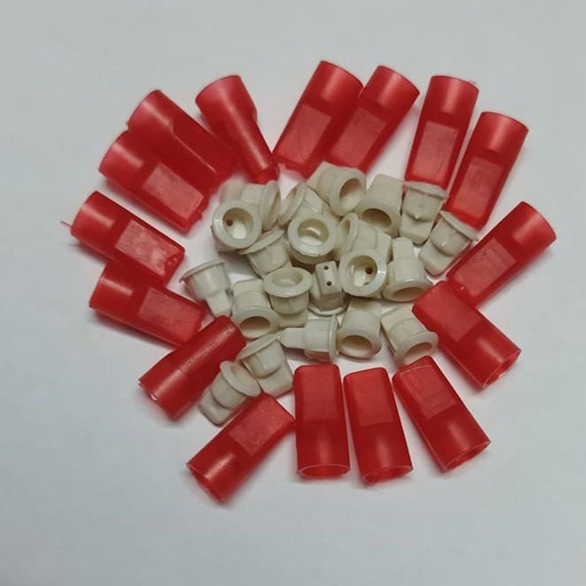 Picture of 50Pcs RED 5mm Plastic LED Holder 5mm Series Light Holder Red 5mm Round LED Light Emitting Diode Basic Red Light Bulbs Cover For Decoration Light Party