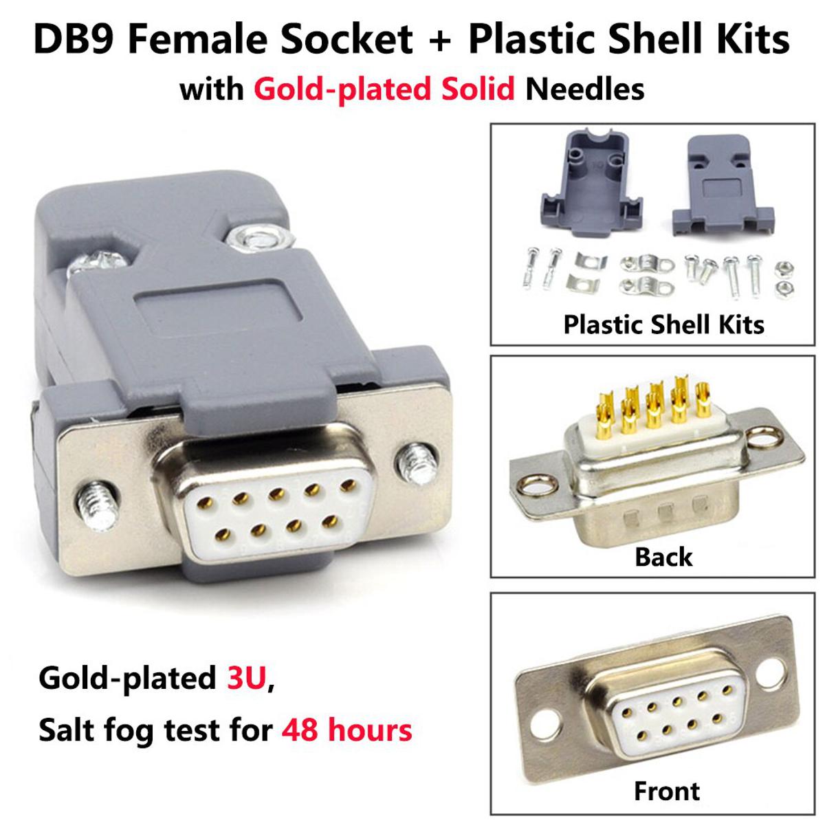 Picture of FEMALE DB9 2 Rows 9 Pin Female VGA DB9 Connector With Plastic Cover DB9 RS232 Connector DB9 Female ConnectorFor LCD Monitor Cables