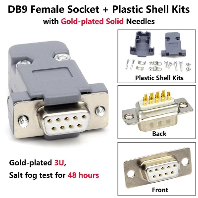 Picture of FEMALE DB9 2 Rows 9 Pin Female VGA DB9 Connector With Plastic Cover DB9 RS232 Connector DB9 Female ConnectorFor LCD Monitor Cables