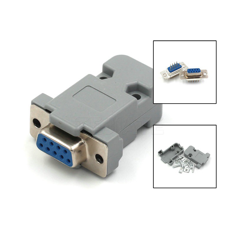 Picture of 1Pair - MALE FEMALE DB9 2 Rows 9 Pin Male Female VGA DB9 Connector With Plastic Cover DB9 RS232 Connector DB9 Male Female Connector For LCD Monitor Cables