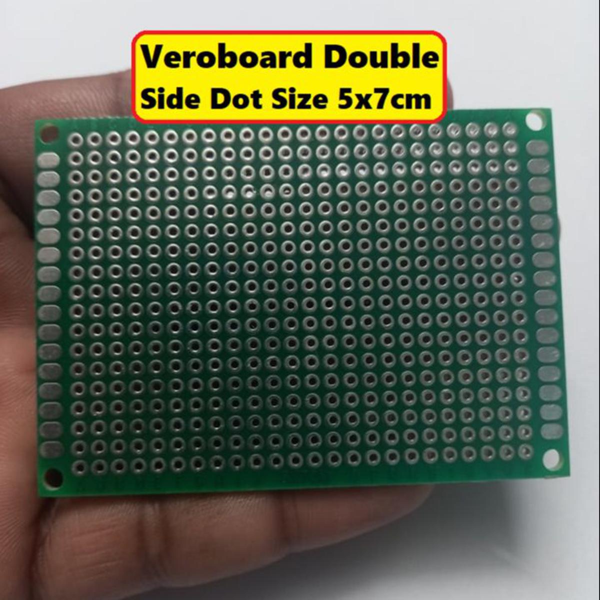 Picture of Veroboard DOUBLE SIDED 5x7cm Vero Board Double Side Veroboard Dot Vero PCB Board 5x7cm Project Board Prototyping Board Strip Board DIY Soldering Circuit & Cables