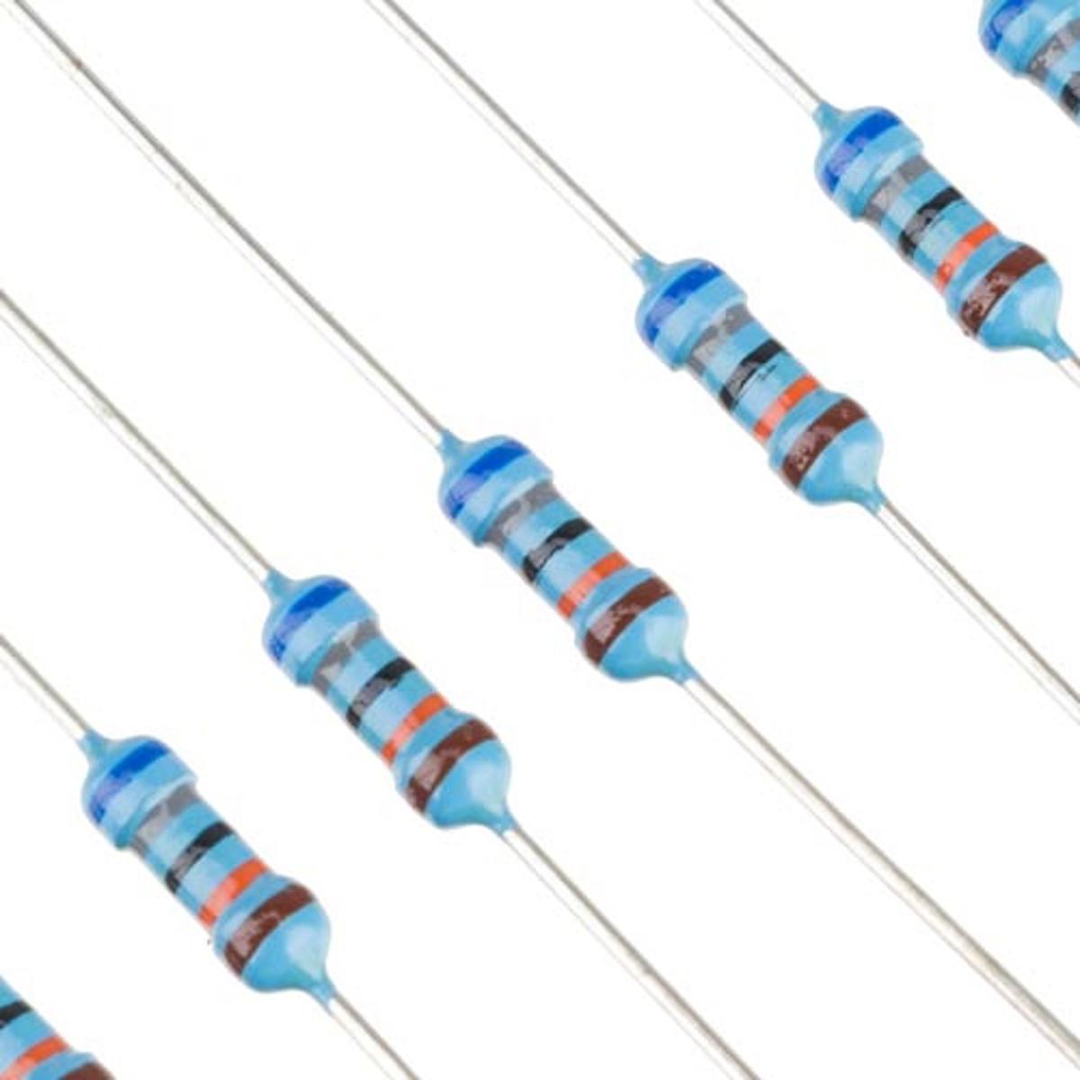 Picture of 50Pcs- Tolerance 1% 680K Resistor 680K Carbon Film Resistor 680K Ohm 1/4W Resistance 0.25 Watt Fixed Resistor 680K 2 Pin Leads Resistor 1% Tolerance