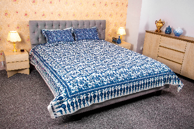White Blue Print Allora Bed Sheet ALLORA BDonline shop bangladeshothoba.com