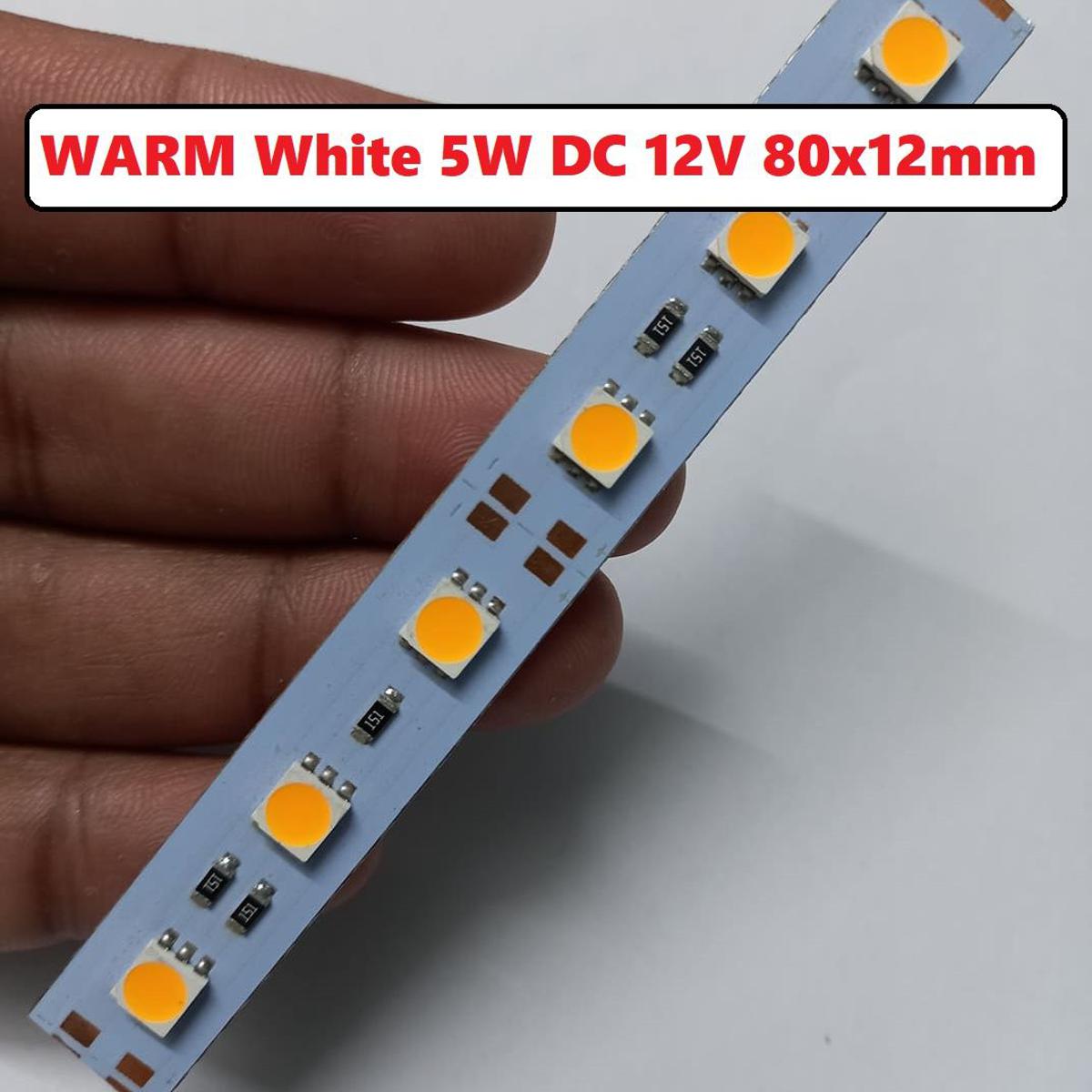 Picture of JX-4774 5050 WARM WHITE Color 12V 5Watt LED Light Bulbs 80x12mm 6Pcs SMD LED Warm White 5W LED Light SMD Board 12V SMD LED Light Plate SMD LED Light 5W Chip 12V COB LED Light