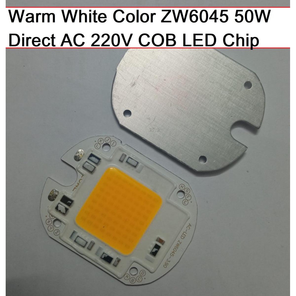 Picture of WARM White Color ZW6045 50W Supper Bright Warm White 50W Direct AC 220V 60x45mm COB LED Chip 50 Watt Warm White Color Light Directly Connect AC 220V Without Need Any Drivers For DIY Flood Light Bulbs