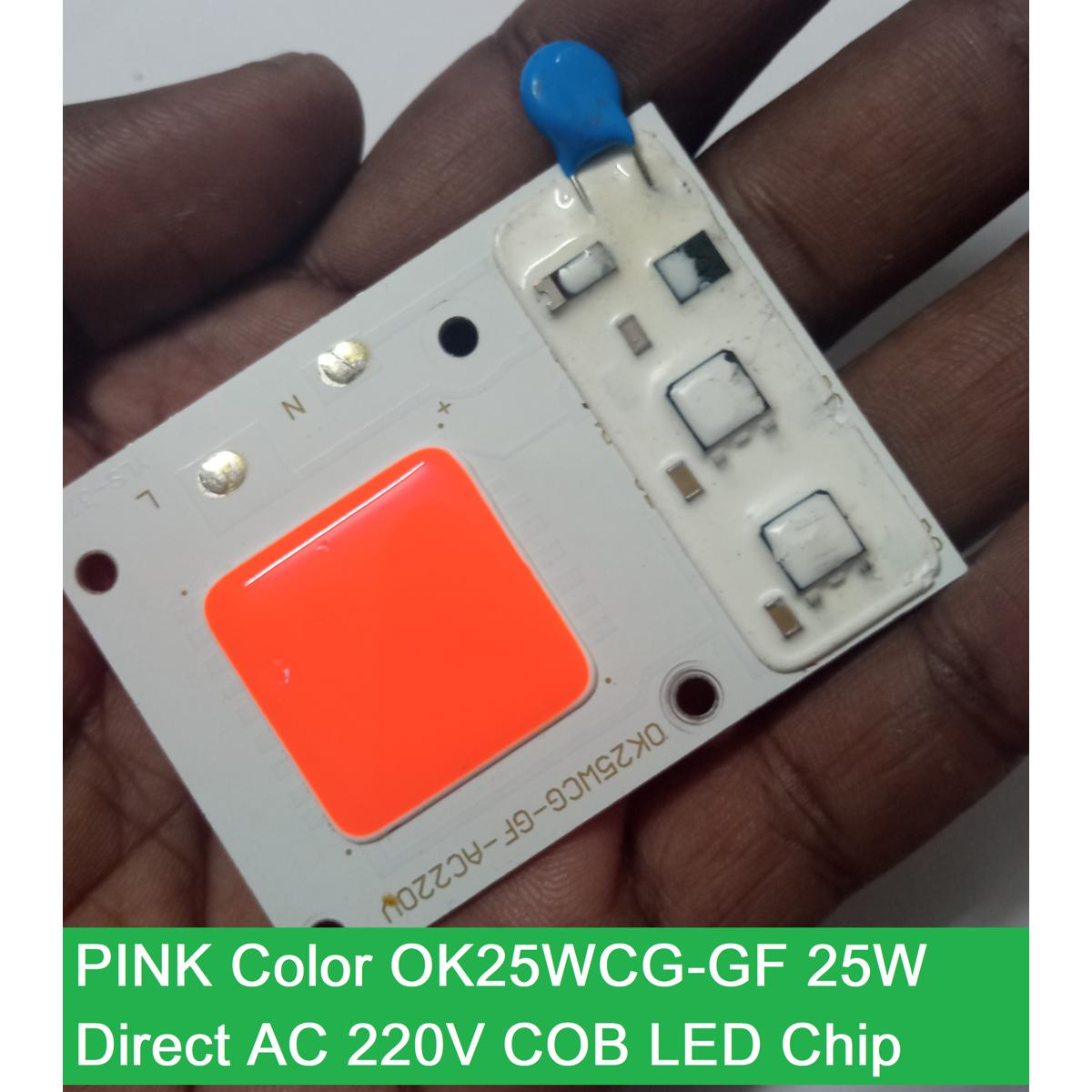 Picture of PINK Color OK25WCG-GF 25W Direct AC 220V 25W Size 60x45mm COB SMD LED Light Chip Pink COB LED Light 220V COB LED Light 25W COB Light COB LED Chip 220V COB LED Chip 25W Light Bulbs