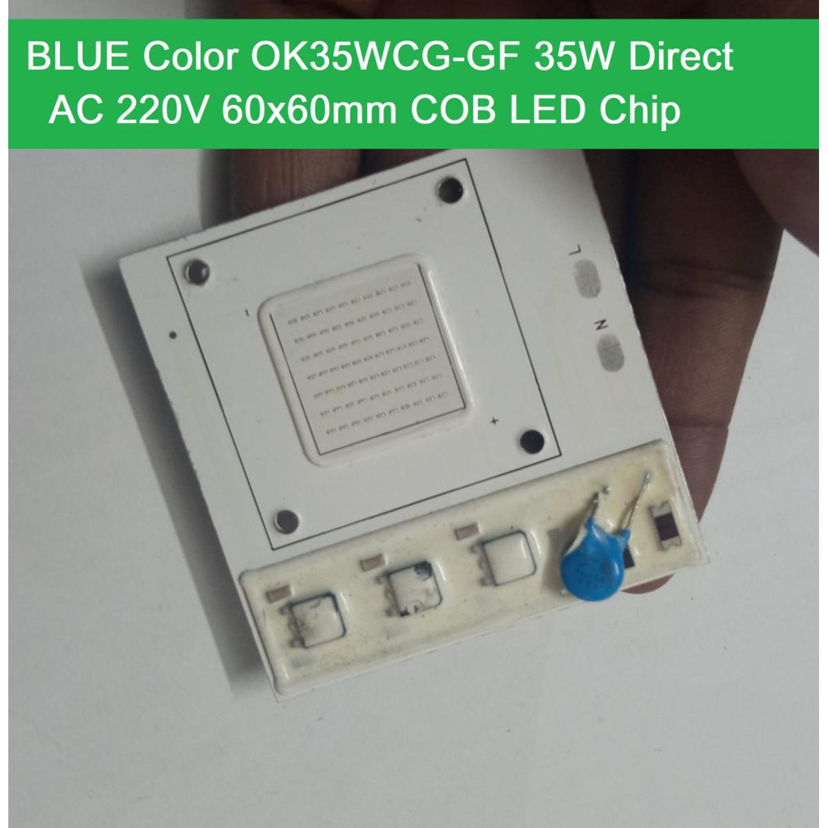 Picture of BLUE Color OK35WCG-GF 35W Direct AC 220V 35W Size 60x60mm COB SMD LED Light Chip Blue COB LED Light 220V COB LED Light 35W COB Light COB LED Chip 220V COB LED Chip 35W Light Bulbs