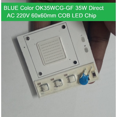 Picture of BLUE Color OK35WCG-GF 35W Direct AC 220V 35W Size 60x60mm COB SMD LED Light Chip Blue COB LED Light 220V COB LED Light 35W COB Light COB LED Chip 220V COB LED Chip 35W Light Bulbs