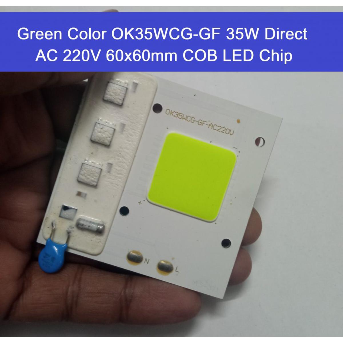 Picture of GREEN Color OK35WCG-GF 35W Direct AC 220V 35W Size 60x60mm COB SMD LED Light Chip Green COB LED Light 220V COB LED Light 35W COB Light COB LED Chip 220V COB LED Chip 35W Light Bulbs