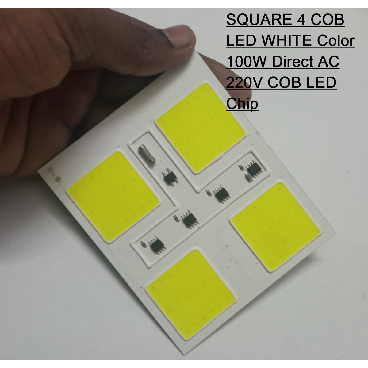 Picture of SQUARE 4 COB LED WHITE Color 100W Direct AC 220V 100W Size 102x85mm SMD LED Light Chip Pink COB LED Light 220V COB LED Light 100W COB Light COB LED Chip 220V COB LED Chip 100W Light Bulbs