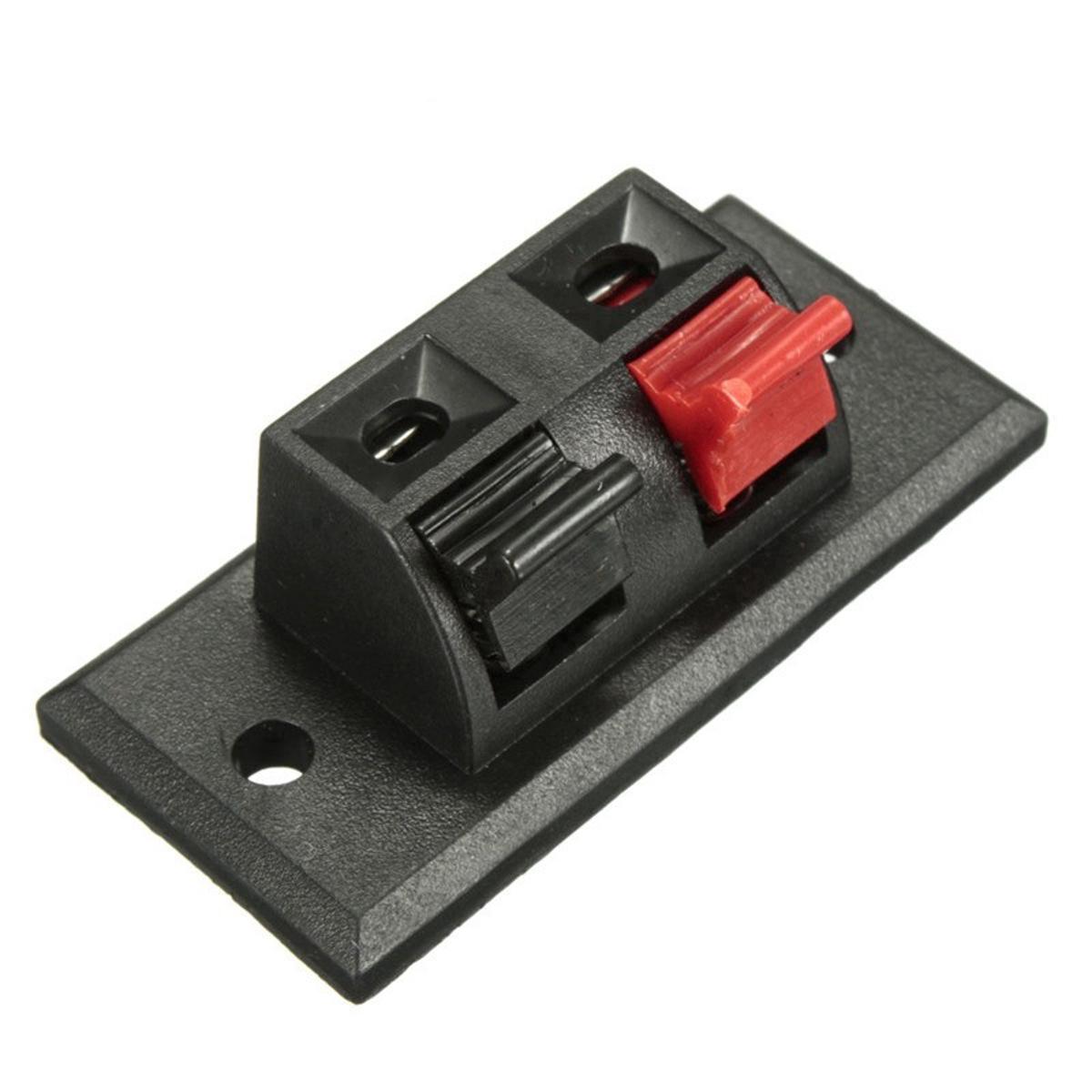 Picture of 2-WAY Speaker Terminal Block 2 Way Connector Vertical Amplifier PCB Mount 2 Positions Jointing Clamp Test Clip Stereo Strip Shape Push Release Plate 1 Black 1 Red Terminal For Amplifier 