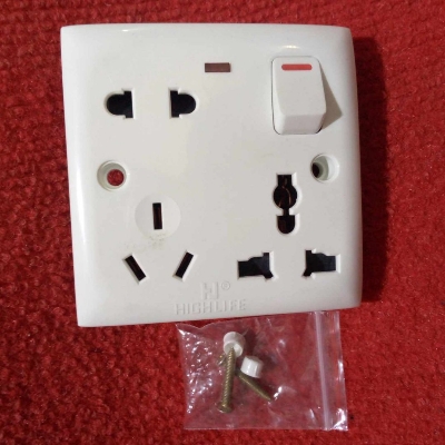 Picture of THIN PIN 8 Pin Combined Switch Board Power Switch 3Pin 2Pin Combined Socket 250V 16A 8 Pin Combined Socket  Wall Socket Gang Switch  Socket For IPS UPS Stabilizer Computer