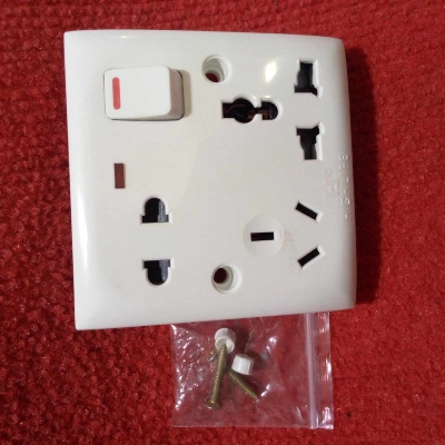 Picture of THIN PIN 8 Pin Combined Switch Board Power Switch 3Pin 2Pin Combined Socket 250V 16A 8 Pin Combined Socket  Wall Socket Gang Switch  Socket For IPS UPS Stabilizer Computer